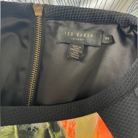 Ted Baker Black and Floral Midi Dress - Picture 3 of 3